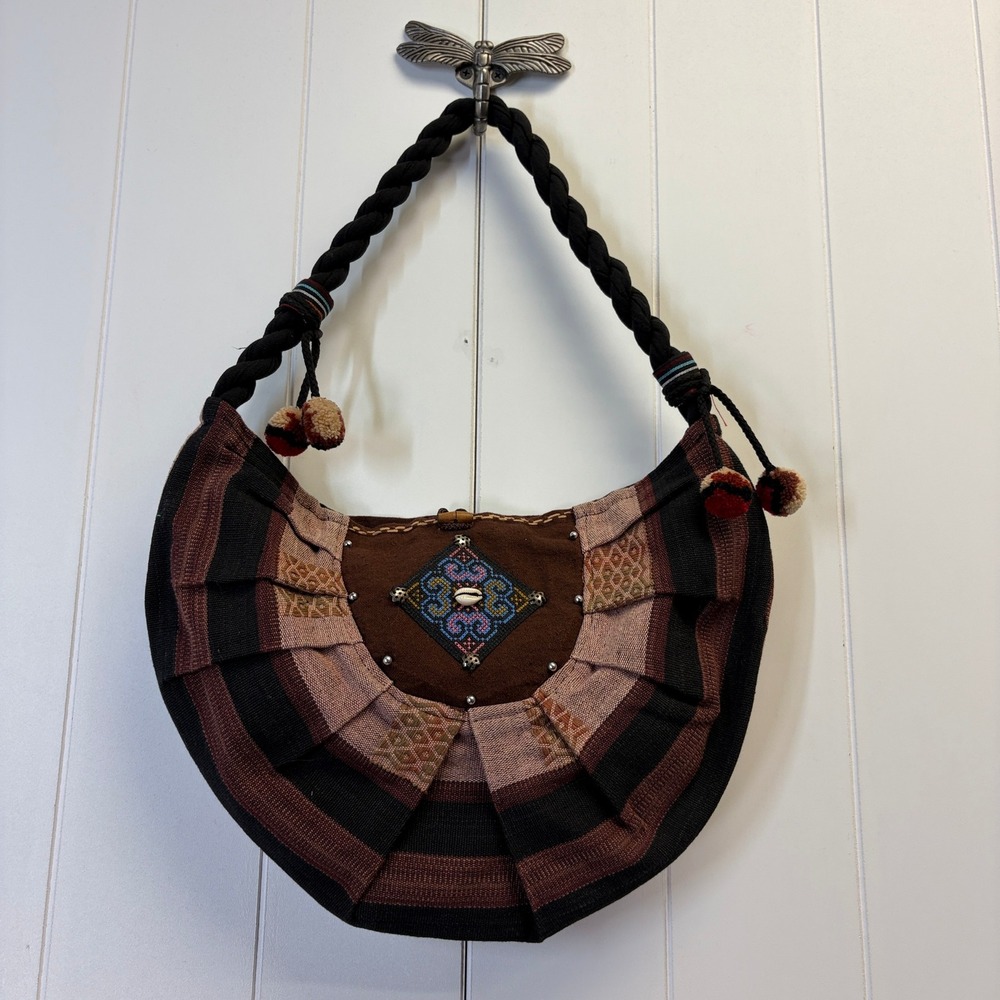 Unbranded Boho Beaded Shoulder Bag Women Medium Hippie Artisan Festival Folk